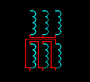 星形-三角形連接的三相變壓器電氣符號