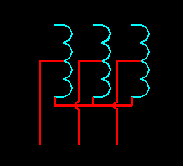 三相自藕變壓器，星形連接電氣符號