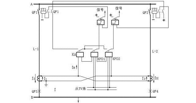 方向橫聯差動保護的原理圖（一相的原理接線）