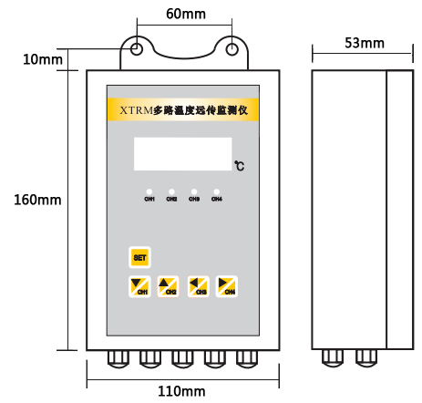 豎式多路溫度遠傳監測儀外形尺寸
