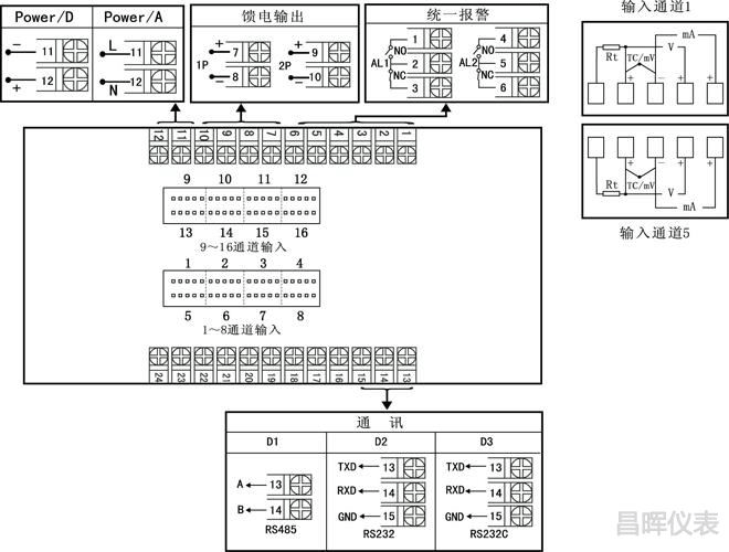 液晶統一報警巡檢儀接線圖