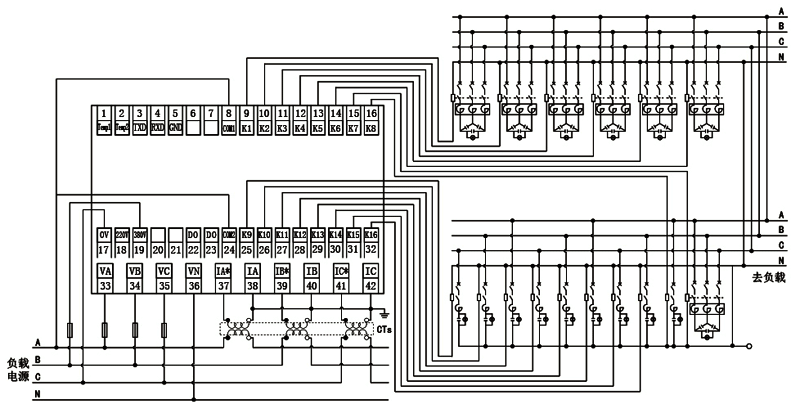 低壓無功功率自動補償控制器接線圖