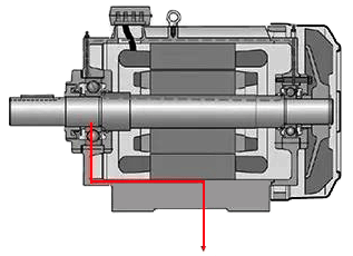 電流通過轉子、軸承、定子與大地構成通路