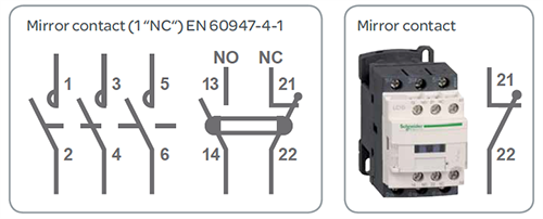 常規接觸器上的鏡像觸點
