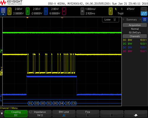 示波器捕捉和顯示Modbus波形