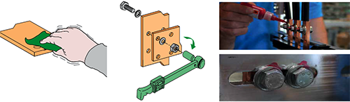 搭接前導體表面的清潔工作，和緊固力矩的大小控制，以及緊固之后的標記工作