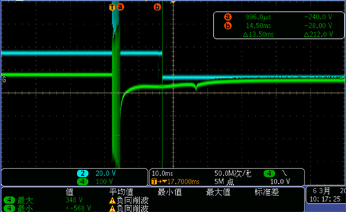 直流線圈接觸器釋放波形